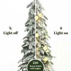 LuxenHome 3-Piece Flocked Artificial Tree Set With Lights And Metal Stand Green -LuxenHome GUEST 149b24a3 5ce6 470c 8365 b7a08da40115