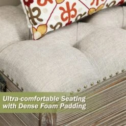 LuxenHome 47.2-Inch Wide Upholstered Wood Storage Bench. -LuxenHome GUEST 14cf4395 fa70 4ef6 acbf d2014bc5a269