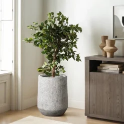 LuxenHome Tapered Concrete-Look Planter – Decorative MgO Pot For Garden Or Home -LuxenHome GUEST 14cfeb86 22de 420d b006 ebef9fe57872