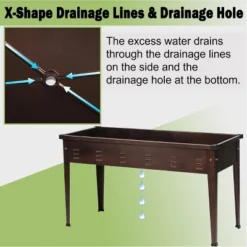 LuxenHome 50" W Brown Metal Rectangular Raised Garden Planter -LuxenHome GUEST 155e318e 9730 4cd7 b2ae d3a63d76262c