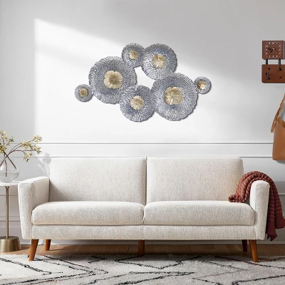 LuxenHome Silver And Gold Flowers Metal Wall Decor 1 LuxenHome Silver And Gold Flowers Metal Wall Decor