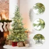 LuxenHome 7Ft Pre-Lit Artificial Pine Christmas Tree With Dusty Green PE Tips & Metal Stand