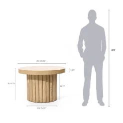 LuxenHome Brown Wood Fluted Round Coffee Table, 23.6" Wide Modern End Table For Living Room Round Wood Accent Table Bedroom Office -LuxenHome GUEST 174ed298 75b6 4c92 93b7 16900d9c66af