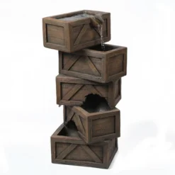 LuxenHome Brown Cement Tiered Crates Patio Fountain, Rustic Outdoor Water Feature For Gardens & Yards 9 LuxenHome Brown Cement Tiered Crates Patio Fountain, Rustic Outdoor Water Feature For Gardens & Yards -LuxenHome GUEST 175dfa18 03e6 477e 9591 69a5678967f0