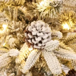 LuxenHome 3-Piece Pre-Lit Snowy Branches Artificial Christmas Tree Set With Metal Base Green -LuxenHome GUEST 1801b06a e5e6 46be bed5 bf1180fe65b7