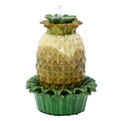 LuxenHome 17" Tabletop Ceramic Water Fountain, Pineapple Indoor And Outdoor Waterfall Fountains For Patio, Garden Decor Yellow 6 LuxenHome 17" Tabletop Ceramic Water Fountain, Pineapple Indoor And Outdoor Waterfall Fountains For Patio, Garden Decor Yellow - Image 6