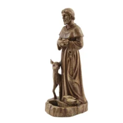 LuxenHome Weathered Brown MgO 24.6" H Saint Francis Garden Statue -LuxenHome GUEST 19ed6071 26f5 46cc 8fb4 f13512b409dc