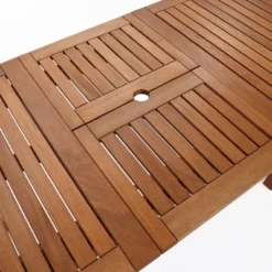 LuxenHome Natural Solid Wood 60"-78" Extending Rounded Rectangle Outdoor Dining Table Brown -LuxenHome GUEST 1adcfc99 7dff 4cb2 b16f d78df890ba57