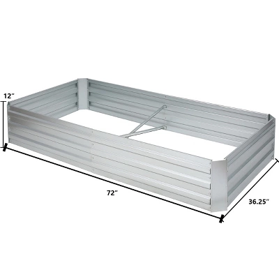 LuxenHome 6ft Rectangular Galvanized Metal Raised Garden Bed Silver 8 LuxenHome 6ft Rectangular Galvanized Metal Raised Garden Bed Silver - Image 8
