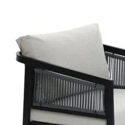 LuxenHome Outdoor Black Steel With PE Rope Armchairs With Cushions, Set Of 2 -LuxenHome GUEST 1b3a66bf d0ca 4e1c 9211 c454f5a8b545