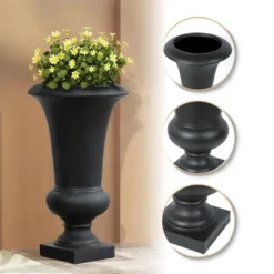 LuxenHome 22.75" H Slim MgO Urn Planter Black -LuxenHome GUEST 1b7743cd 5584 4346 9054 c3bea2f23845