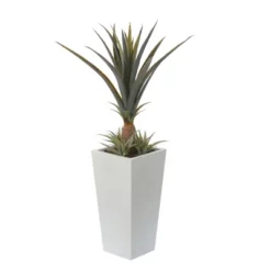 LuxenHome Square Tapered 24.2" Tall Planter White -LuxenHome GUEST 1bca40d7 bf2a 43ad 9b5e 73c1f2ee2027