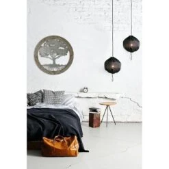 LuxenHome Metal Tree Of Life With Roots Wall Decor With Round Wood Frame -LuxenHome GUEST 1dcc18e7 2282 40ee 805a 4523f8028702