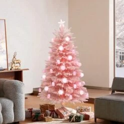 LuxenHome 5Ft Pink Cherry Blossom Christmas Tree With Fiber Optic Lights & Snowman Star Topper 15 LuxenHome 5Ft Pink Cherry Blossom Christmas Tree With Fiber Optic Lights & Snowman Star Topper -LuxenHome GUEST 1e642c00 b230 42c4 955e fb118188b8a9