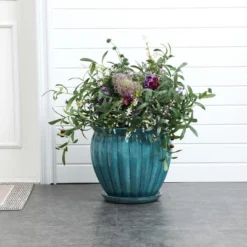LuxenHome Sea Blue Bowl Round Ceramic Decorative Planter Pot 11 LuxenHome Sea Blue Bowl Round Ceramic Decorative Planter Pot -LuxenHome GUEST 1e967da2 7f42 461b acf7 a4b156ec2198