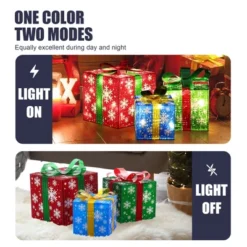 LuxenHome Set Of 3 Colored Presents Lighted Holiday Decoration Multi-Color -LuxenHome GUEST 1ed1fd19 5899 4998 a31d 1d7613d16979
