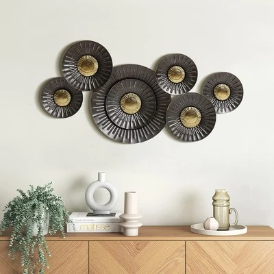 LuxenHome 41.3" W Brown And Gold Metal Abstract Flower Wall Decor 1 LuxenHome 41.3" W Brown And Gold Metal Abstract Flower Wall Decor
