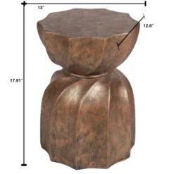 LuxenHome Weathered Copper Cement Indoor Outdoor Hourglass Side Table -LuxenHome GUEST 1fe45ac9 8f12 46c7 900d 894b1983cf13