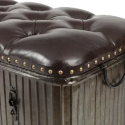 LuxenHome 47.5in. W Metal And Faux Leather Bench. 13 LuxenHome 47.5in. W Metal And Faux Leather Bench. -LuxenHome GUEST 1ff5db30 77e2 426d bed2 31de880307d9