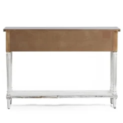 LuxenHome Distressed White Wood And Metal 3-Drawer 1-Shelf Console And Entry Table -LuxenHome GUEST 1ff6c585 6b37 45cb a6af 64f0406c8c63