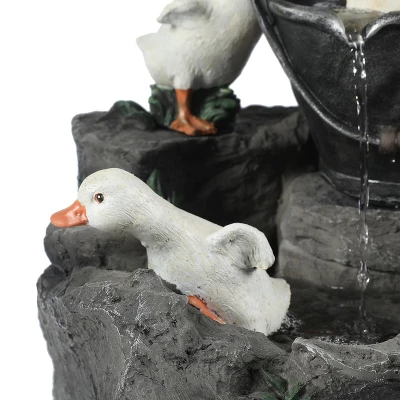 LuxenHome Resin Farmhouse Duck Family Outdoor Patio Fountain Water Fountain 11 LuxenHome Resin Farmhouse Duck Family Outdoor Patio Fountain Water Fountain - Image 11