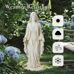 LuxenHome 30.5" LuxenHome Virgin Mary Statue, 30.5'' Ivory Religious Blessed Mother Indoor Outdoor Garden Sculptures Off-White 16 LuxenHome 30.5" LuxenHome Virgin Mary Statue, 30.5'' Ivory Religious Blessed Mother Indoor Outdoor Garden Sculptures Off-White -LuxenHome GUEST 20d106c8 36a8 4e17 8b6d f7c14aa55734