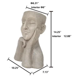 LuxenHome Speckled Beige MgO Thoughtful Bust Head Planter -LuxenHome GUEST 21f9ee52 1007 41ce a9ef b6d1621c6731