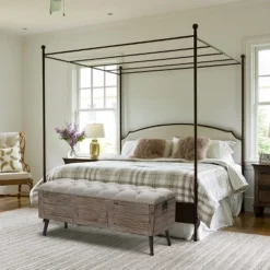 LuxenHome 47.2-Inch Wide Upholstered Wood Storage Bench. -LuxenHome GUEST 22bc7f98 ab51 48e8 aa37 f07a8627a005