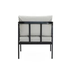 LuxenHome Outdoor Black Steel With PE Rope Armchairs With Cushions, Set Of 2 -LuxenHome GUEST 23e9fa6c 8f93 41c6 bce3 be4396547a9e