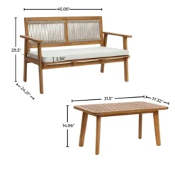 LuxenHome Outdoor Acacia Wood Rope Back Loveseat With Cushions And Coffee Table Set 15 LuxenHome Outdoor Acacia Wood Rope Back Loveseat With Cushions And Coffee Table Set -LuxenHome GUEST 24c4ca53 c190 4ed5 a496 234621e952ab