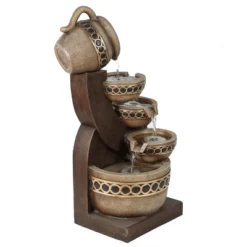 LuxenHome Brown Resin Cascading Pitchers Outdoor Fountain -LuxenHome GUEST 25093bb9 804c 43ee 82b5 d4d479c40ce5