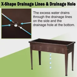 LuxenHome 39.57" W Brown Metal Rectangular Raised Garden Planter -LuxenHome GUEST 2515347e aa16 4435 a36a 9d42f7b6a50d