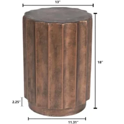 LuxenHome Weathered Copper Cement Indoor Outdoor Round Side Table -LuxenHome GUEST 27159c09 5971 42df b023 2bcf18236644