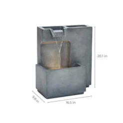 LuxenHome 20" Cascading Rectangle Water Fountain Outdoor With Planter And LED Lights, Resin Garden Garden Waterfall For Patio, Yard Gray 10 LuxenHome 20" Cascading Rectangle Water Fountain Outdoor With Planter And LED Lights, Resin Garden Garden Waterfall For Patio, Yard Gray -LuxenHome GUEST 27483922 76a9 4165 a147 a635872678fe