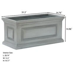 LuxenHome Gray MgO Rectangular Box Flower Pot Planter -LuxenHome GUEST 284caee6 7d9b 446b 8125 f38fcbe06fec
