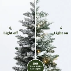LuxenHome 4Ft Artificial Flocked Fir Christmas Tree Potted With Battery-Operated Lights Green -LuxenHome GUEST 288ddfb4 fbbb 4c49 983d 9183b98640cb