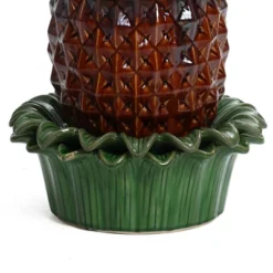 LuxenHome 17" Tabletop Ceramic Water Fountain, Pineapple Indoor And Outdoor Waterfall Fountains For Patio, Garden Decor Brown -LuxenHome GUEST 293652d9 5cf4 4cd0 9cc8 066d5fff66ad
