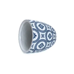 LuxenHome Round Tapered Planter – Blue And White Floral MgO Pot With Drainage Hole -LuxenHome GUEST 29506c12 b7f8 4afe 91da d2918abb36d9