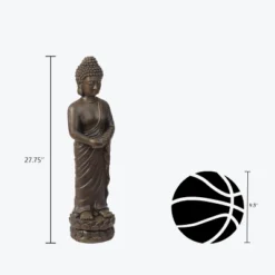 LuxenHome 27.6" Brown MgO Meditative Standing Buddha Garden Statue -LuxenHome GUEST 29519e71 08af 4c0e 82e3 8be5e547ab86