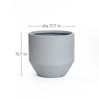 LuxenHome Minimalist Gray Outdoor Planter – Tapered Round MgO Pot With Plug 7 LuxenHome Minimalist Gray Outdoor Planter – Tapered Round MgO Pot With Plug - Image 7