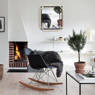 LuxenHome Gold And Black Metal Floating Frame Wall Accent Mirror Vanity Mirror 6 LuxenHome Gold And Black Metal Floating Frame Wall Accent Mirror Vanity Mirror - Image 6