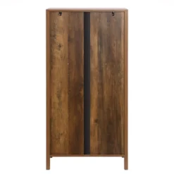 LuxenHome Natural Wood Glass Doors 47.25" H Accent Curio Storage Cabinet. -LuxenHome GUEST 2a0554b6 6722 4f8e a93c 01e18736c6f8