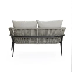 LuxenHome Outdoor Aluminum With PE Rope Loveseat Sofa With Cushions And Coffee Table Set -LuxenHome GUEST 2a4957f9 bf1b 418a b317 949ff070871e