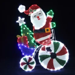 LuxenHome Santa On Peppermint Bike Lighted Holiday Decoration Multi-Color -LuxenHome GUEST 2a87b442 3e07 44a5 90de 1243148cc0fc