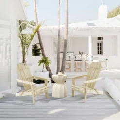 LuxenHome Unfinished Hemlock Wood Outdoor Adirondack Chair -LuxenHome GUEST 2a893260 bff3 4fda 9547 87333d450aab