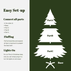 LuxenHome 6.5Ft Pre-Lit Green Cypress Artificial Christmas Tree With Metal Stand -LuxenHome GUEST 2a8a2950 b047 47ba bf5a d1ad2a1fd4e2
