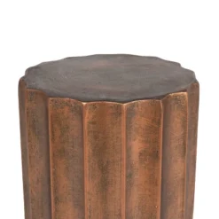 LuxenHome Weathered Copper Cement Indoor Outdoor Round Side Table -LuxenHome GUEST 2adc41d5 a791 4d89 8a22 ef2f5ab5bc2a