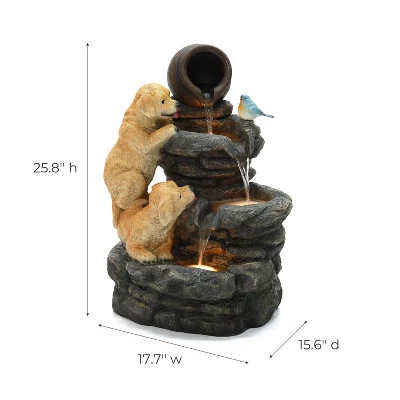 LuxenHome 26” Puppy And Rock Resin Outdoor Water Fountain With LED Lights, Outdoor And Indoor Waterfalls For Patio, Garden Decor Multicolored 8 LuxenHome 26” Puppy And Rock Resin Outdoor Water Fountain With LED Lights, Outdoor And Indoor Waterfalls For Patio, Garden Decor Multicolored - Image 8