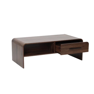 LuxenHome 47'' Coffee Table With Storage, Walnut Finish Wood 2-Drawer Open Storage Center Table With Rounded Corners For Living Room Brown 7 LuxenHome 47'' Coffee Table With Storage, Walnut Finish Wood 2-Drawer Open Storage Center Table With Rounded Corners For Living Room Brown - Image 7