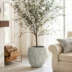 LuxenHome Round Cement Planter – Rustic Gray Pot With Drainage Hole & Plug For Indoor/Outdoor Plants -LuxenHome GUEST 2bf9da04 48c6 46e0 a5ec 8d0518d396b0